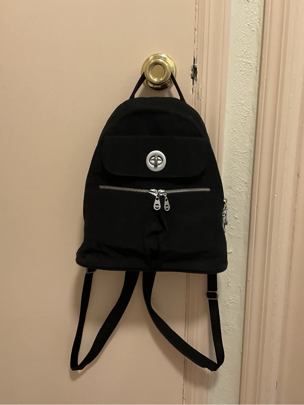 Baggallini Black Medium Backpack with Silver Hardware